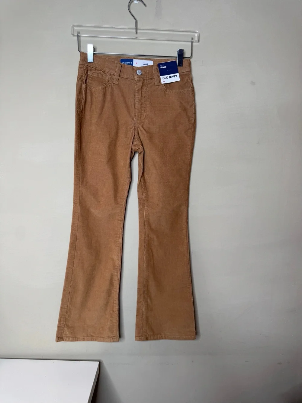 NWT Old Navy Girls High-Rise Flare Corduroy Pants Camel Tan Size 12